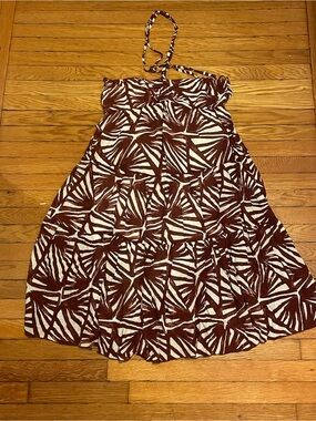 Diane Von Furstenberg Brown & White Halter Summer Dress
